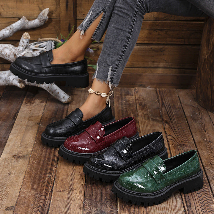 Women's Loafers with Modern Croco Design and Robust Profile Lune London