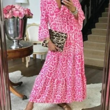 Women’s maxi dress in elegant leopard print Lune London