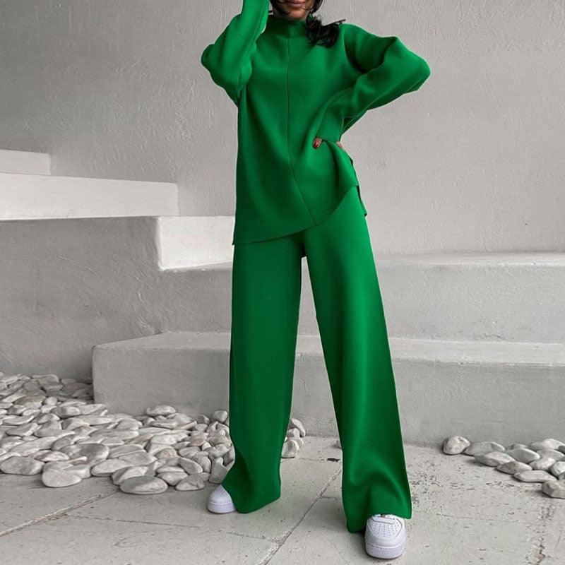 Casual knit set for women with loose fit and high collar Lune London