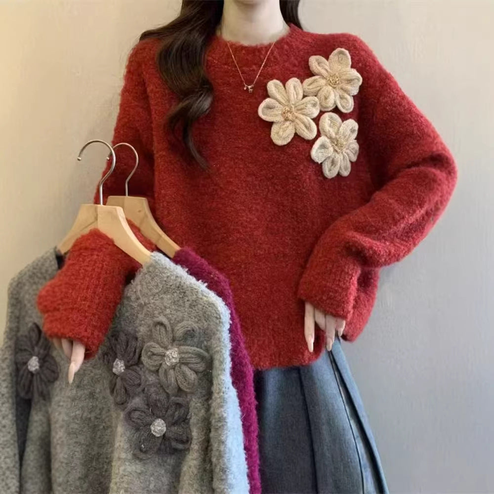 Pull Femme Doux avec Design Floral 3D Chic & Stil