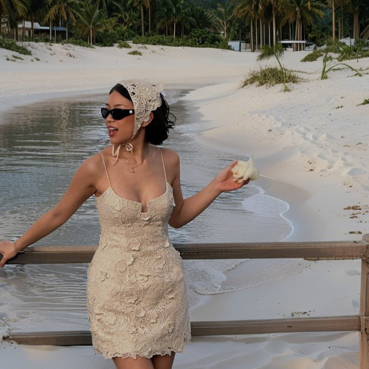 Lace summer dress for women with a delicate strap design Lune London
