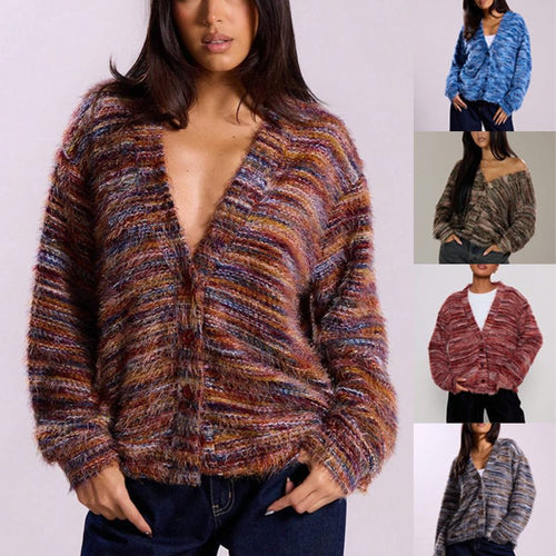 Casual women’s cardigan in structured plush fabric Lune London