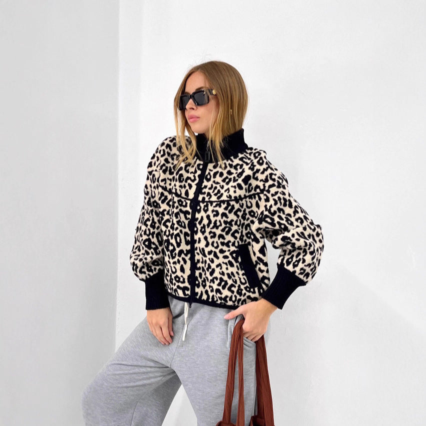 Ladies Cozy Fleece Teddy Jacket with Animal Print Lune London
