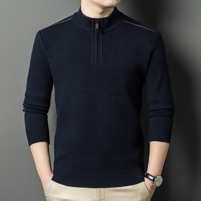 Elegant high collar sweater for men with half-zip closure Lune London