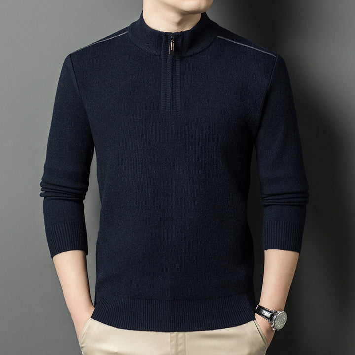 Elegant high collar sweater for men with half-zip closure Lune London