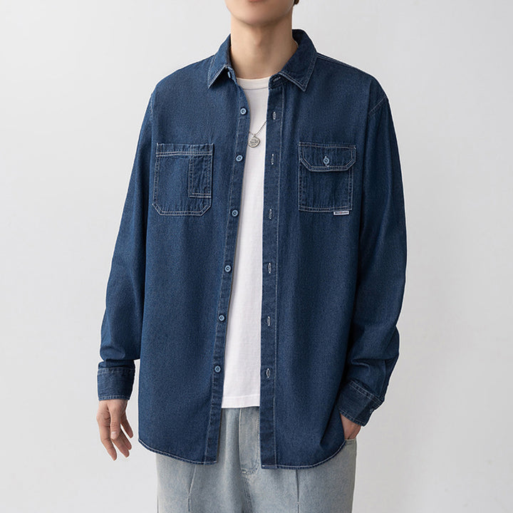 Casual denim shirt for men with flap pockets Lune London