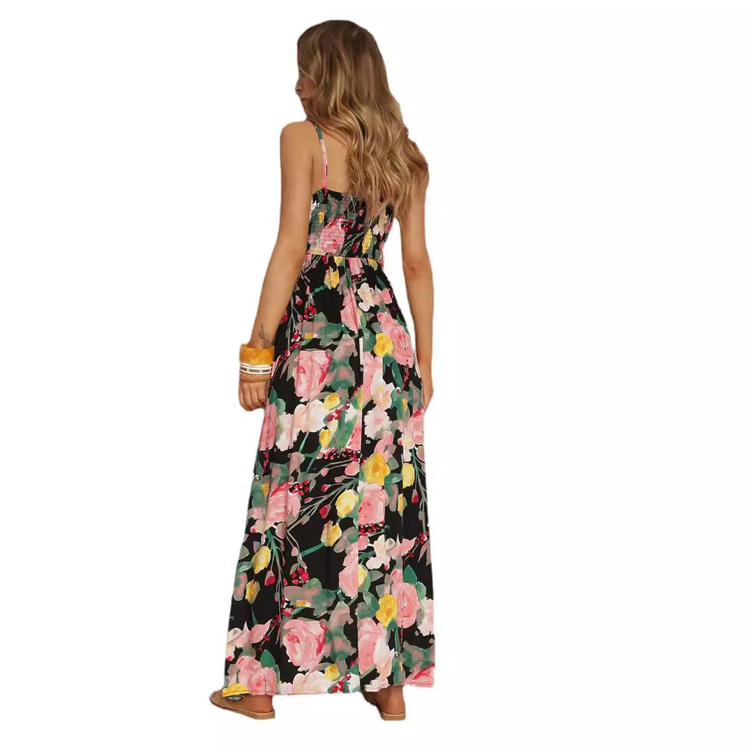 Floral maxi dress for women with tie belt Lune London
