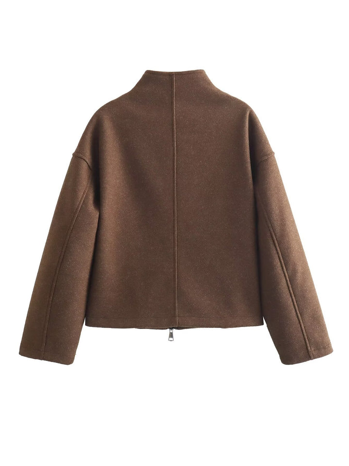 Contemporary transition jacket for women with high-quality high collar and full zip Lune London