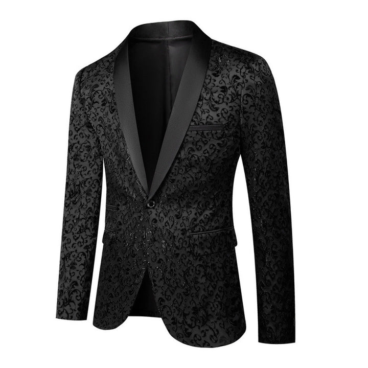 Veste de smoking extravagante pour hommes avec motif jacquard floral Lune London