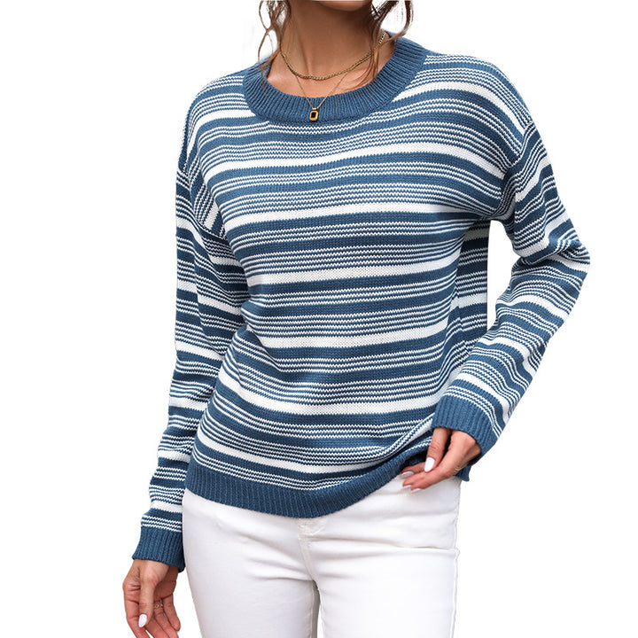 Striped knitted sweater for women with a casual fit Lune London
