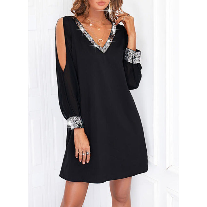 Elegant mini dress for women with off-shoulder and sequins accents Lune London