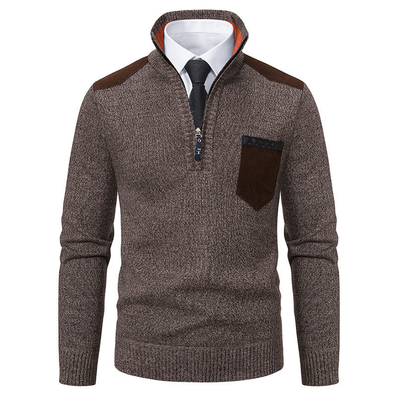 Trendy men's sweater with high collar and practical zip Lune London