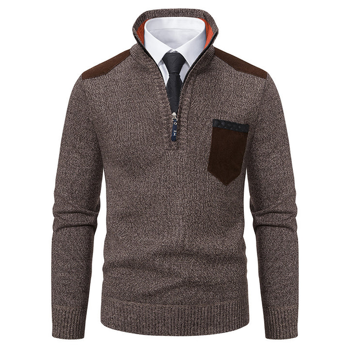 Trendy men's sweater with high collar and practical zip Lune London
