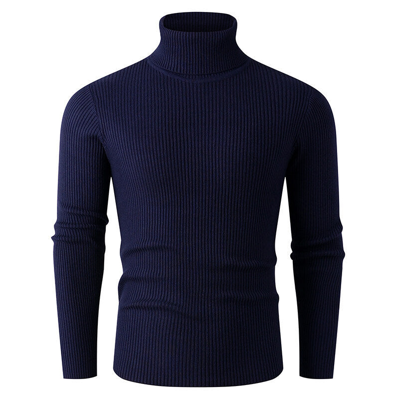 Elegant turtleneck sweater for men in structured knitted material Lune London