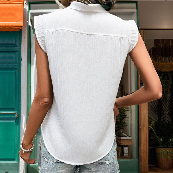 Women’S Blouse with Ruffle Details and Short Sleeves Lune London