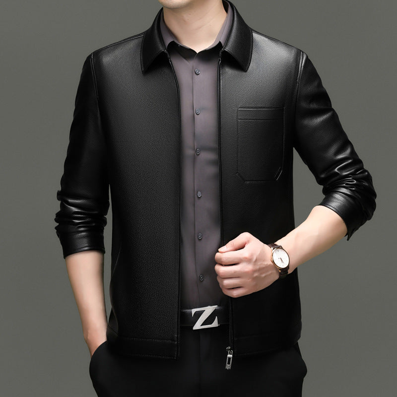 Men's faux leather jacket with modern cut and practical pockets Lune London