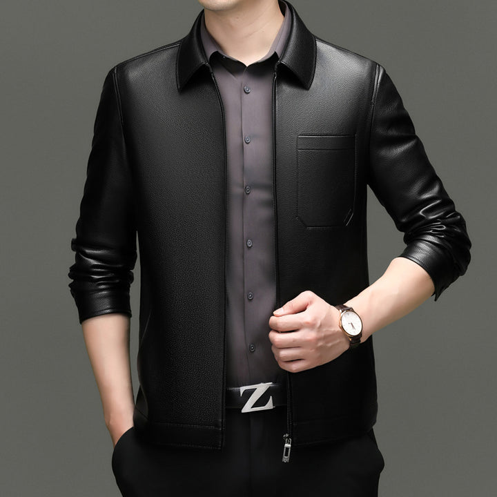 Men's faux leather jacket with modern cut and practical pockets Lune London