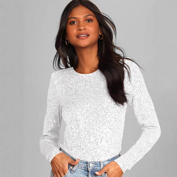 Women's Functional Sequined Bodysuit with Long Sleeve Lune London