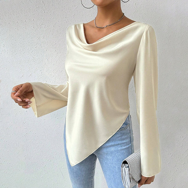 Women's blouse with chic cascading neckline and long sleeves Chic & Stil