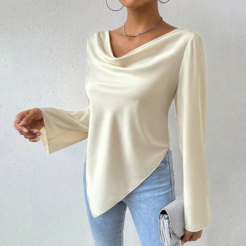 Women's blouse with chic cascading neckline and long sleeves Chic & Stil
