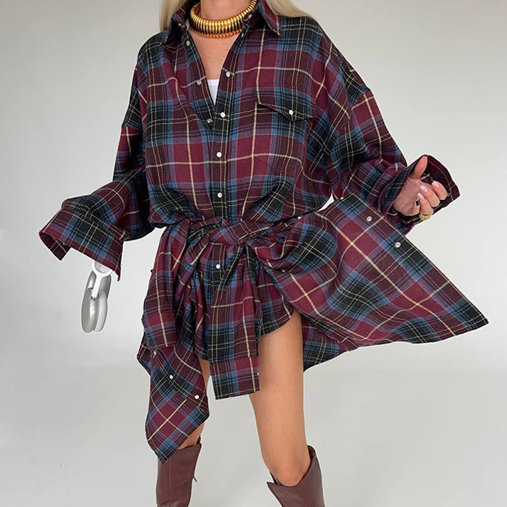 Oversized square shirt for women with draped cut and snap details Lune London