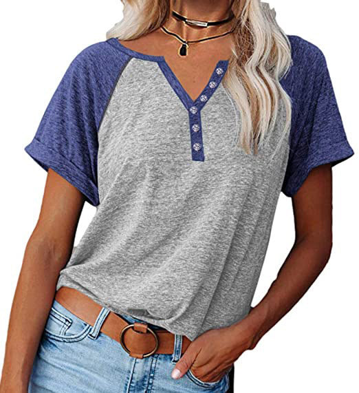 Women's raglan style T-shirt with decorative button details and relaxed fit Lune London