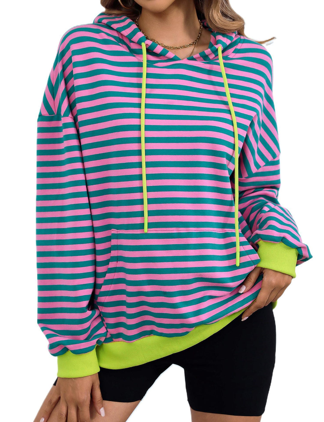 Casual hoodie for ladies with colorful striped pattern Lune London