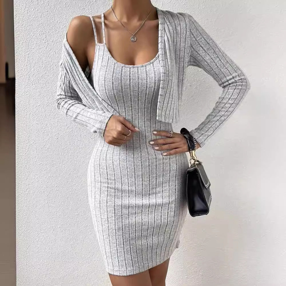 Women's knit dress with open cardigan Lune London