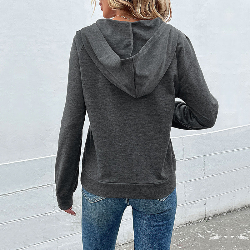 Casual women's hoodie with button placket and high-quality cotton Lune London