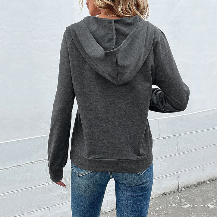Casual women's hoodie with button placket and high-quality cotton Lune London