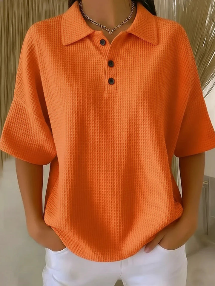 Ladies sporty polo shirt made of waffle piqué Lune London