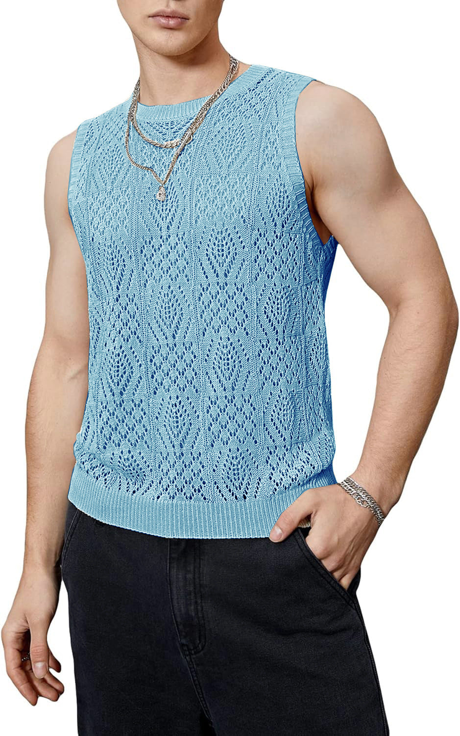 Men's knit top with refined perforated pattern Lune London