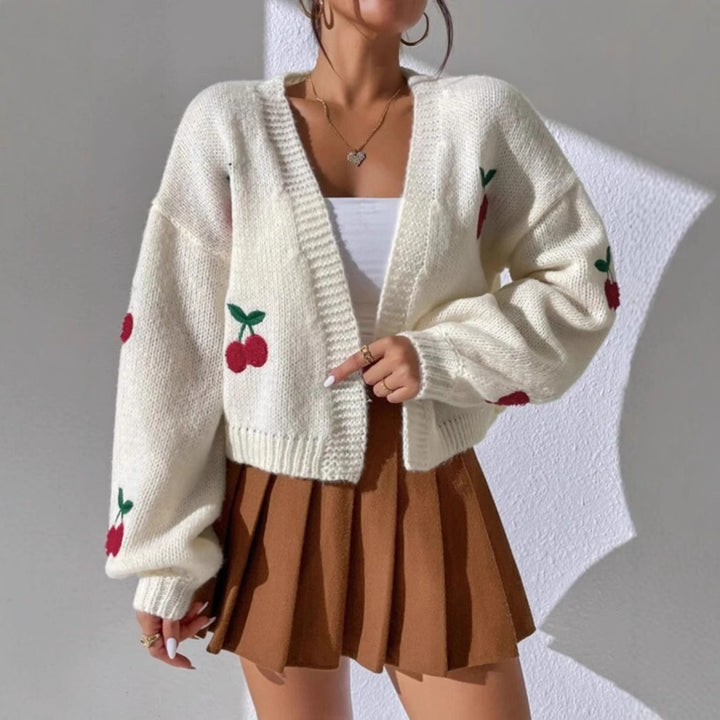 Cardigan pour femme avec motif floral de cerise Chic & Stil