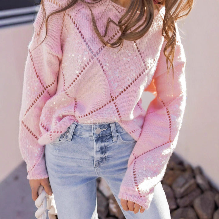 Trendy knit sweater for women with sparkling details Lune London