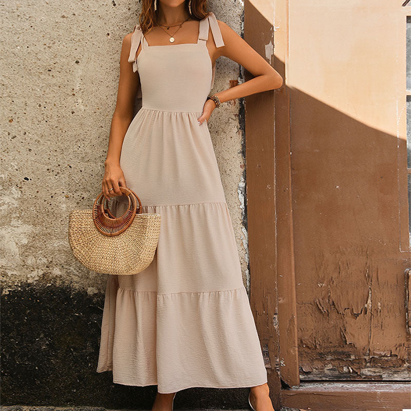 Maxi dress with tiers for women with adjustable straps Lune London
