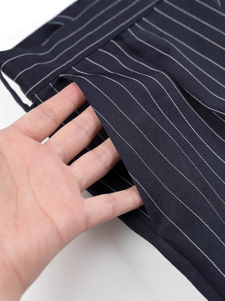 Wide high-waisted trousers for women with elegant stripes Lune London