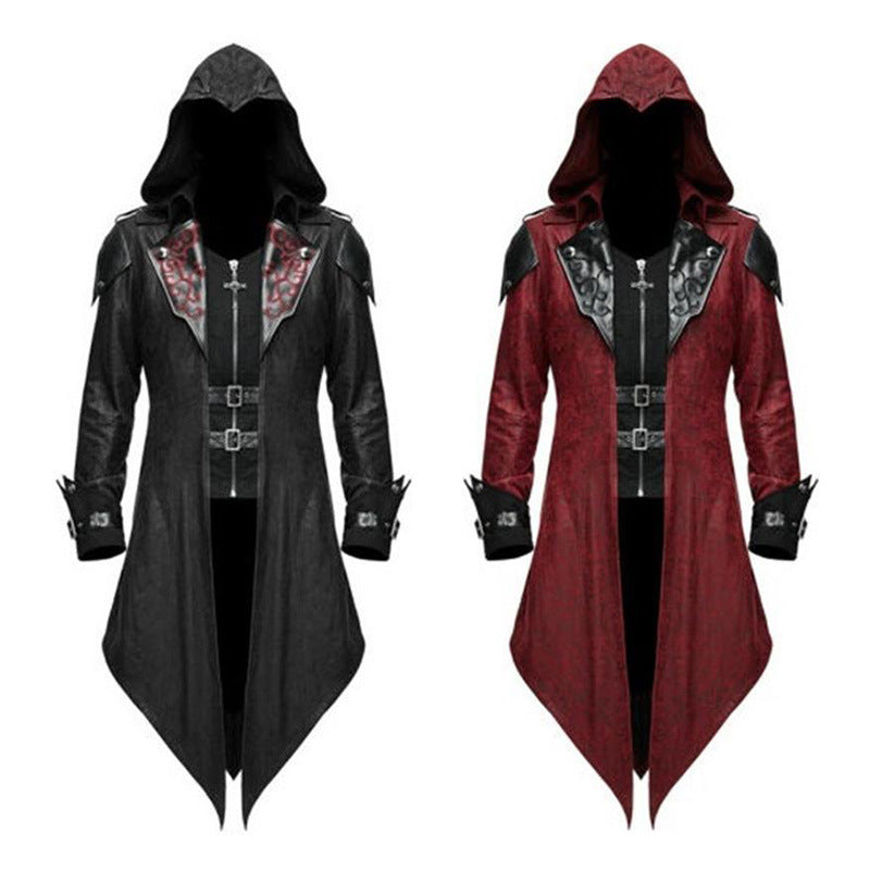 Hooded coat for women with faux leather details Lune London