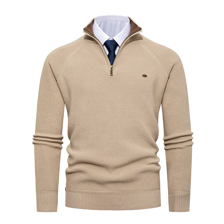 Elegant knitted pullover for men with high collar and zipper Lune London