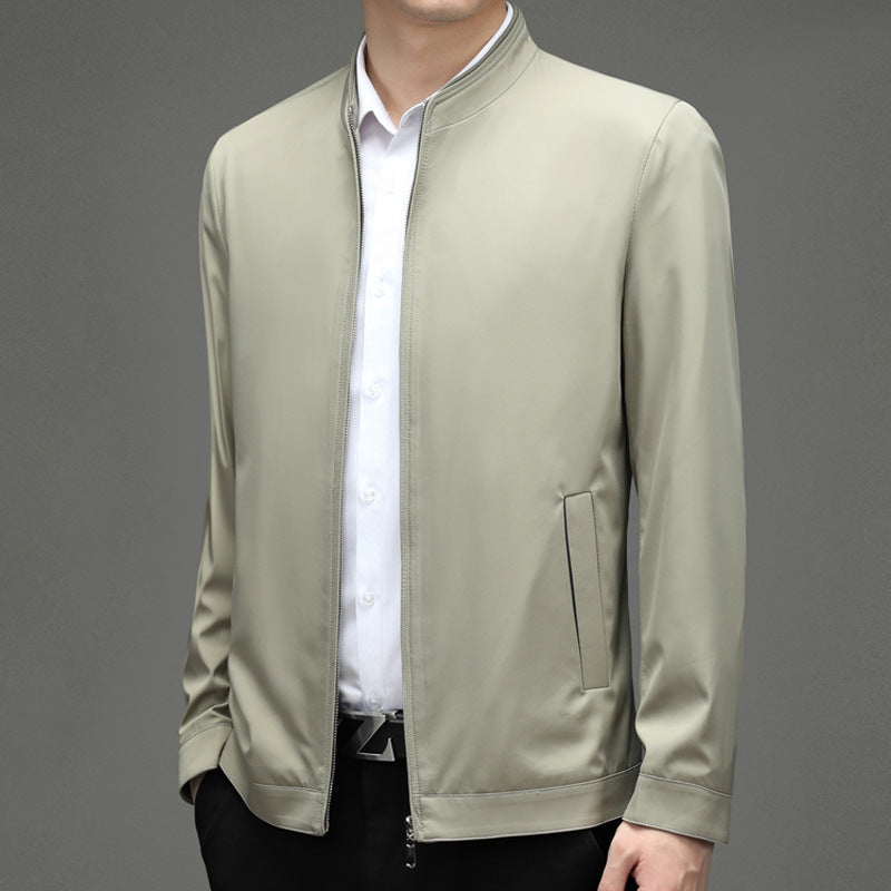 Fashionable men's transition jacket with stylish high collar and practical pockets Lune London