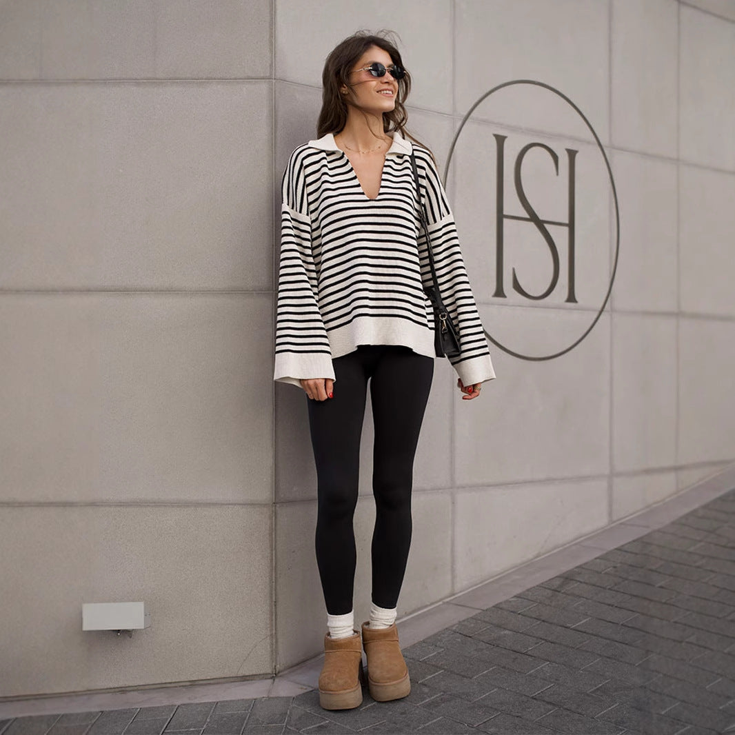Pull en tricot rayé pour femmes avec coupe confortable Chic & Stil