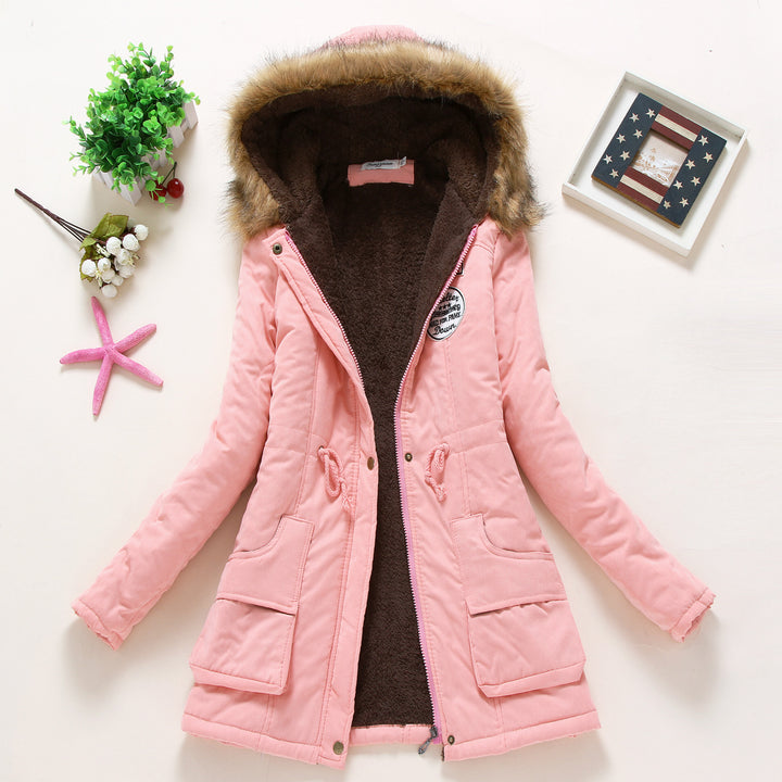 Ladies quilted parka jacket with hood and faux fur lining Lune London