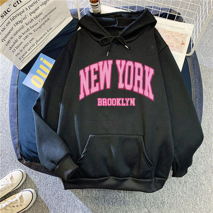 Women's hoodie with trendy New York Brooklyn print Chic & Stil