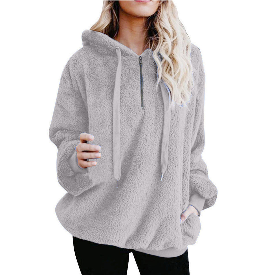 Ladies Comfortable Hoodie in Teddy Fleece Lune London