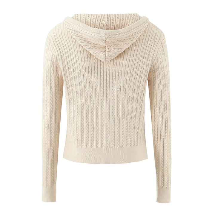 Ladies comfortable wool sweater with hood and zipper Lune London