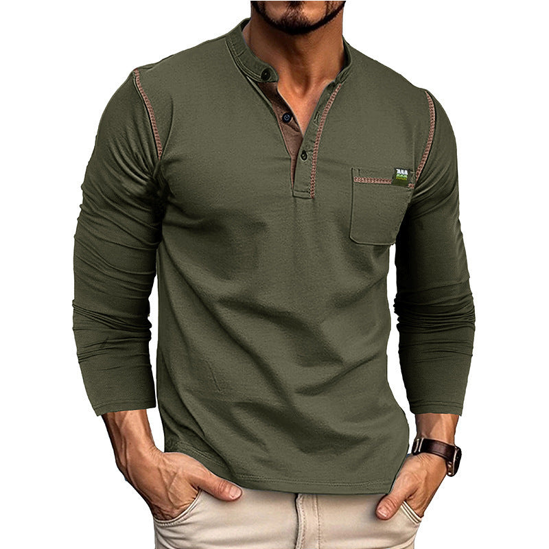 Men's long sleeve shirt with half-button and chest pocket Lune London