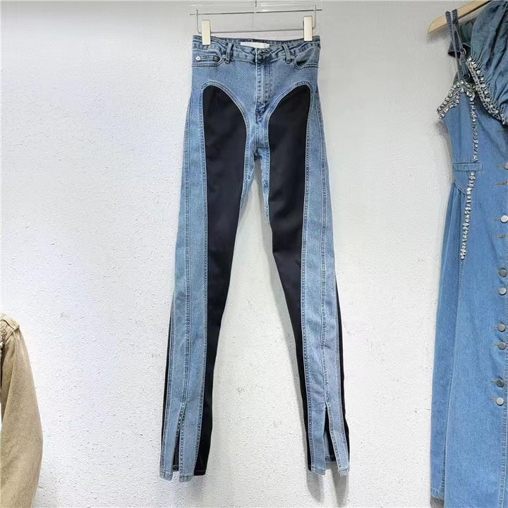 Jeans taille haute à la mode pour femmes avec fentes latérales Chic & Stil