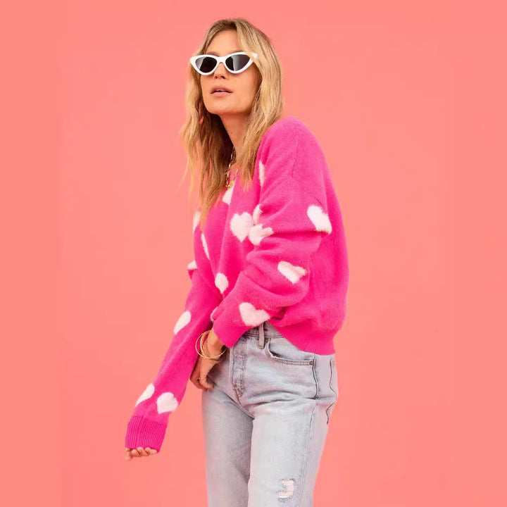 Pull femme avec applications en forme de cœur et coupe ample Chic & Stil