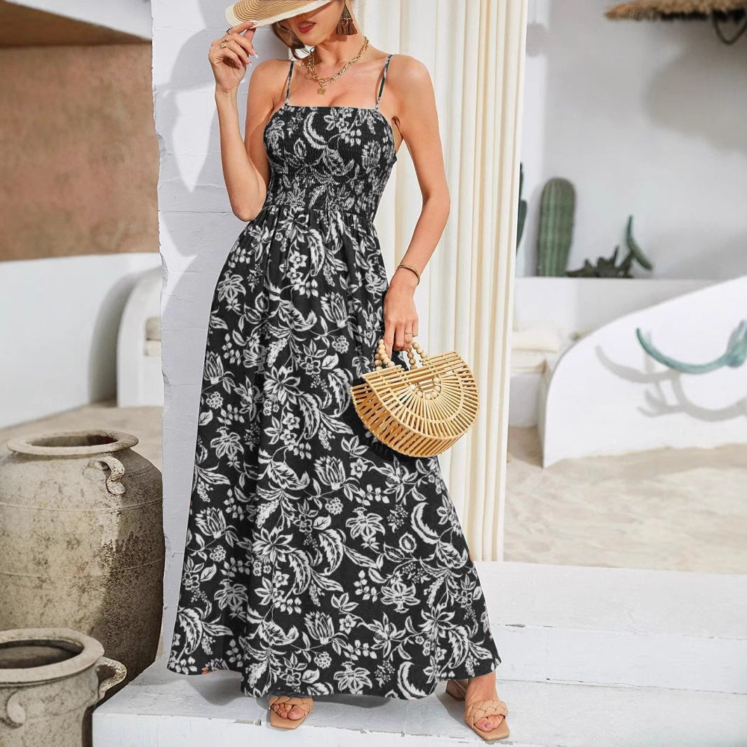 Ladies floral print maxi dress with spaghetti straps Lune London