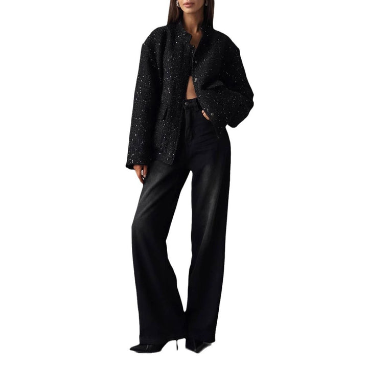 Ladies Glamour Hoodie with a sparkling structured design and practical pockets Lune London