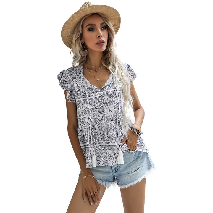 Women Boho Chic Blouse with Ruffled Sleeves Lune London